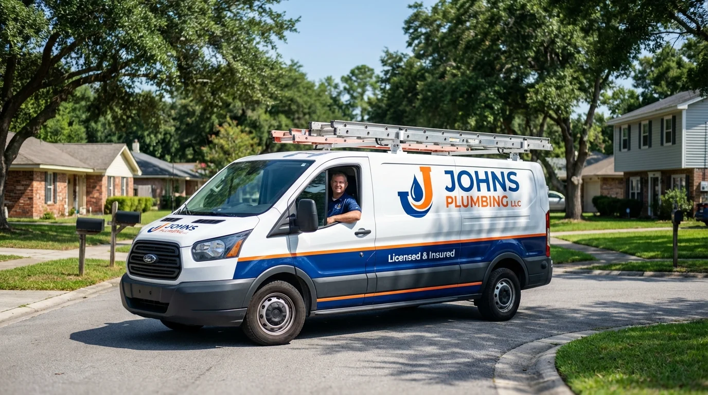 Johns Plumbing LLC service van in Memphis, MI